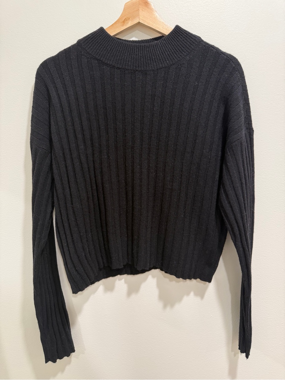 NWT Madewell Ribbed Black Women's Cropped Sweater- Mockneck